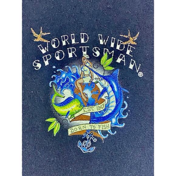 Born To Fish T-Shirt Men's Extra Large Short Sleeve Black World Wide Sportsman - Picture 4 of 8